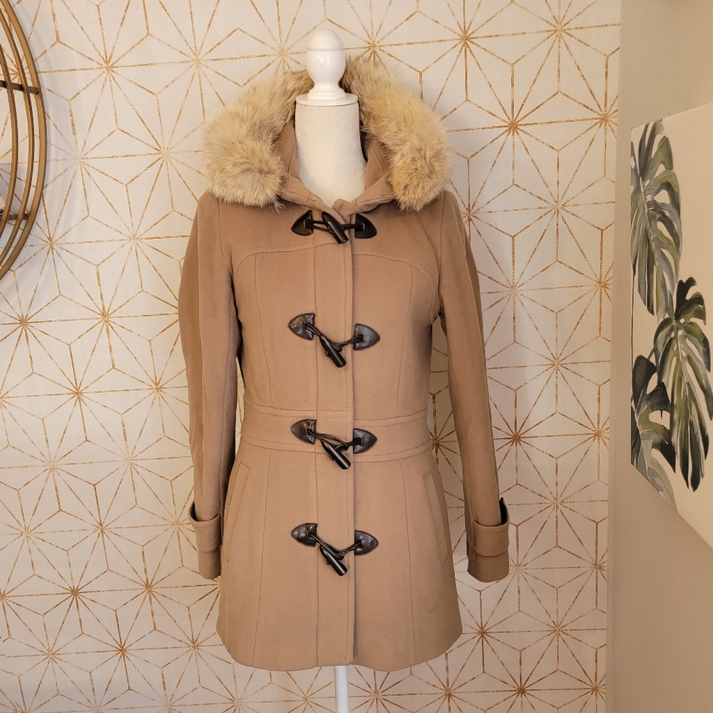 Mark New York Andrew Marc beige nude hoodie coat